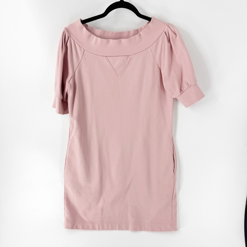 Franger Adam Lippes Pink Cotton French Terry Puff Sleeve Sweatshirt Dress M